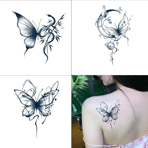 Temporäre Tattoos 3 Stück Schmetterling Kräuter Weiblich Wasserdicht Dauerhaft Zwei Wochen Saft Narbenabdeckung Frische Semi-Permanente Männliche Aufkleber Gefälschte Tätowierung von GZEOCR