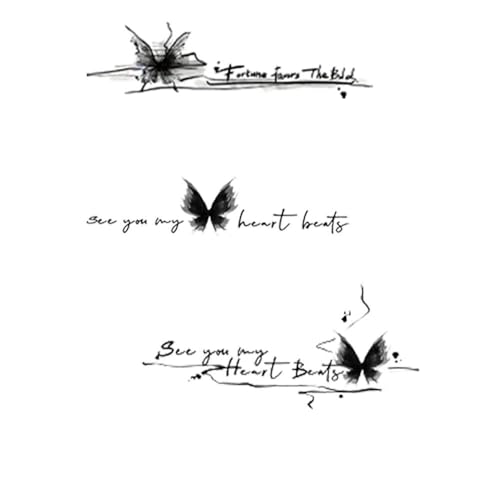 Temporäre Tattoos 3 Stück Schmetterling Schlüsselbein Englische Buchstaben Kräuter Wasserdicht Dauerhaft Zwei Wochen Weiblich Semi-Permanent Arm Saft Männlich Aufkleber Gefälschte Tätowierung Temporäre Tattoos 3 Stück Schmetterling Schlüsselbein Englische Buchstaben Kräuter Wasserdicht Dauerhaft Zwei Wochen Weiblich Semi-Permanent Arm Saft Männlich Aufkleber Gefälschte Tätowierung von GZEOCR