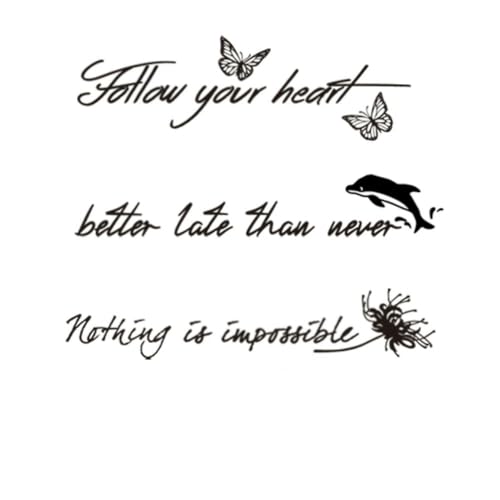 Temporäre Tattoos 3 Stück Schmetterling Schlüsselbein Englische Buchstaben Kräuter Wasserdicht Dauerhaft Zwei Wochen Weiblich Semi-Permanent Arm Saft Männlich Aufkleber Gefälschte Tätowierung Temporäre Tattoos 3 Stück Schmetterling Schlüsselbein Englische Buchstaben Kräuter Wasserdicht Dauerhaft Zwei Wochen Weiblich Semi-Permanent Arm Saft Männlich Aufkleber Gefälschte Tätowierung von GZEOCR