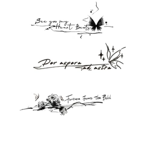 Temporäre Tattoos 3 Stück Schmetterling Schlüsselbein Englische Buchstaben Kräuter Wasserdicht Dauerhaft Zwei Wochen Weiblich Semi-Permanent Arm Saft Männlich Aufkleber Gefälschte Tätowierung Temporäre Tattoos 3 Stück Schmetterling Schlüsselbein Englische Buchstaben Kräuter Wasserdicht Dauerhaft Zwei Wochen Weiblich Semi-Permanent Arm Saft Männlich Aufkleber Gefälschte Tätowierung von GZEOCR