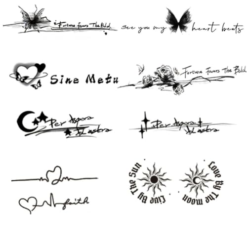 Temporäre Tattoos 8 Stück Schmetterling Schlüsselbein Englische Buchstaben Kräuter Wasserdicht Dauerhaft Zwei Wochen Weiblich Semi-Permanent Arm Saft Männlich Aufkleber Gefälschte Tätowierung Temporäre Tattoos 8 Stück Schmetterling Schlüsselbein Englische Buchstaben Kräuter Wasserdicht Dauerhaft Zwei Wochen Weiblich Semi-Permanent Arm Saft Männlich Aufkleber Gefälschte Tätowierung von GZEOCR