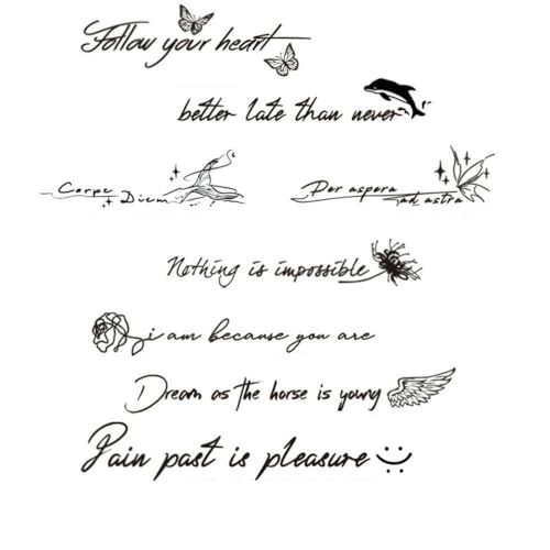 Temporäre Tattoos 8 Stück Schmetterling Schlüsselbein Englische Buchstaben Kräuter Wasserdicht Dauerhaft Zwei Wochen Weiblich Semi-Permanent Arm Saft Männlich Aufkleber Gefälschte Tätowierung Temporäre Tattoos 8 Stück Schmetterling Schlüsselbein Englische Buchstaben Kräuter Wasserdicht Dauerhaft Zwei Wochen Weiblich Semi-Permanent Arm Saft Männlich Aufkleber Gefälschte Tätowierung von GZEOCR