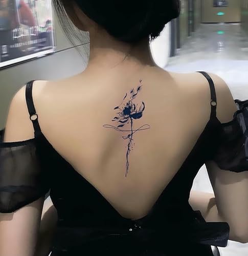 Temporäre Tattoos Chinesischer Lotus Kräuter Wasserdicht Weiblich Dauerhaft Zwei Wochen Rücken Brust Semi-Permanent Saft Männliche Aufkleber Gefälschte Tätowierung von GZEOCR