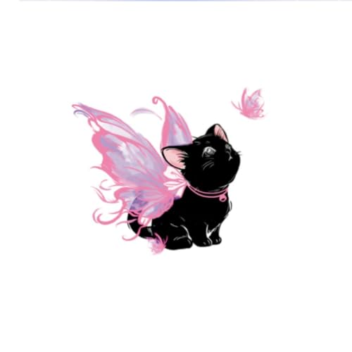 Temporäre Tattoos Tattoo Aufkleber Falsche Tätowierung 1 Engel Schwarze Katze Rosa Mädchen Wasserdicht Weiblich Kätzchen Waschbar Langlebig Kleines Bild Großes Bild von GZEOCR