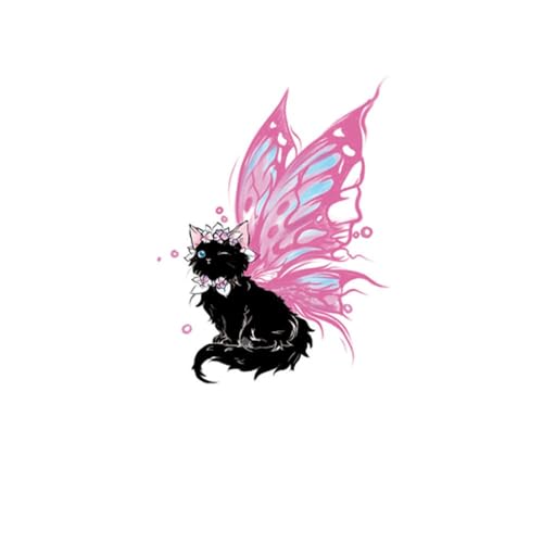 Temporäre Tattoos Tattoo Aufkleber Falsche Tätowierung 1 Engel Schwarze Katze Rosa Mädchen Wasserdicht Weiblich Kätzchen Waschbar Langlebig Kleines Bild Großes Bild von GZEOCR