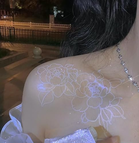 Temporäre Tattoos Tattoo Aufkleber Falsche Tätowierung 1 Sanftes Gegenlicht Mädchen Weiße Pfingstrose Wasserfest Langanhaltend Weiblich Farbe Blume Handgemalt Kleines Bild Großes Bild von GZEOCR