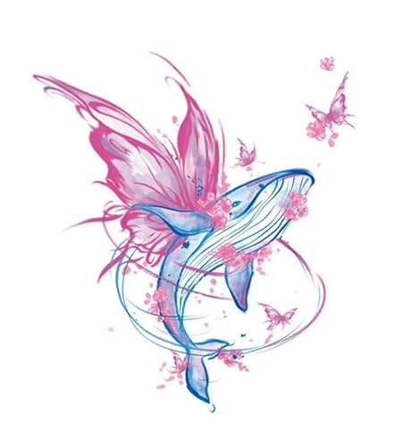 Temporäre Tattoos Tattoo Aufkleber Falsche Tätowierung 1 Schmetterling Und Wal Farbe Wasserfest Langanhaltend Weiblicher Arm Mädchen Süße Farbmalerei Kleines Bild Großes Bild von GZEOCR