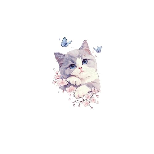 Temporäre Tattoos Tattoo Aufkleber Falsche Tätowierung 1 Stück Blaue Katze Farbe Wasserfest Langlebig Weiblich Cartoon Süßes Mädchen Kleines Bild Großes Bild von GZEOCR