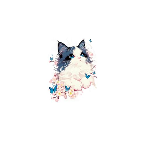 Temporäre Tattoos Tattoo Aufkleber Falsche Tätowierung 1 Stück Blaue Katze Farbe Wasserfest Langlebig Weiblich Cartoon Süßes Mädchen Kleines Bild Großes Bild von GZEOCR