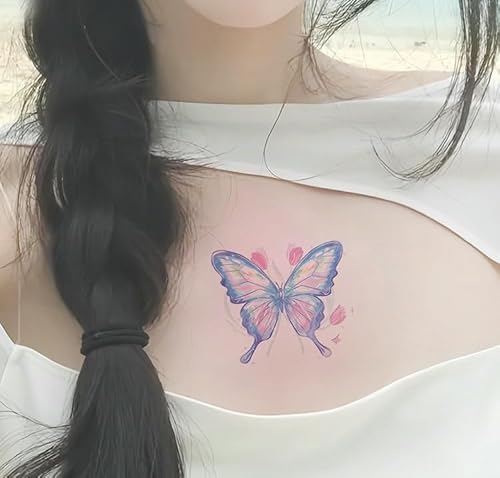Temporäre Tattoos Tattoo Aufkleber Falsche Tätowierung 1 Tulpe Schmetterling Farbe Mädchen Blume Wasserdicht Weiblich Langlebig Schlüsselbein Handgelenk Im Stil Kleines Bild Großes Bild von GZEOCR