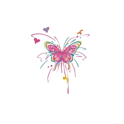 Temporäre Tattoos Tattoo Aufkleber Falsche Tätowierung 2 Bunte Schmetterlinge Feuerwerk Liebe Ins Wind Mädchen Niedlich Wasserfest Kleines Bild Großes Bild von GZEOCR