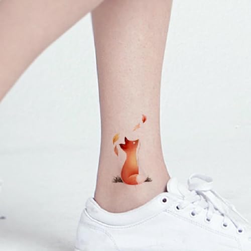 Temporäre Tattoos Tattoo Aufkleber Falsche Tätowierung 2 Fuchs Süß Langlebig Wasserfest Herrensimulation Langlebig Damen Klein Frisch Knöchel Tier Großes Bild Kleines Bild von GZEOCR