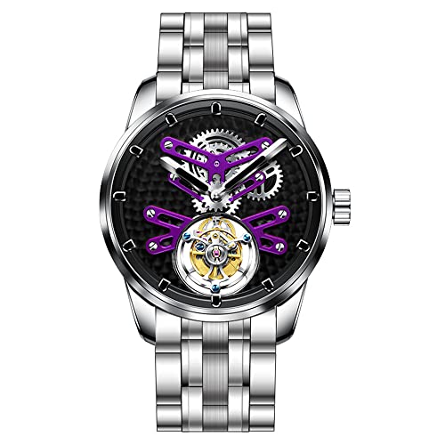 GZFCMY Aesop Stent Tourbillon Skelett Mechanische Handaufzug Armbanduhr Herren Saphir Kristall Manuell Special Hollow Business Kleid Uhr Männlich Leuchtend Edelstahl Leder von GZFCMY