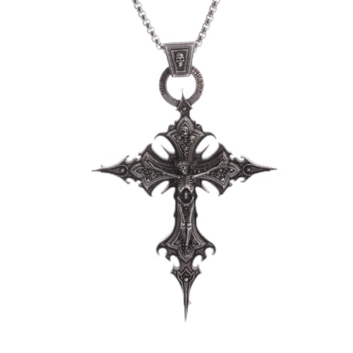 GZHENGZG Herren Halskette und Damen Halskette Vintage Gothic Kreuzigung Kreuz Anhänger Halskette für Männer Statement Street Ride Party Schmuck Zubehör Geschenk GZHENGZG Herren Halskette und Damen Halskette Vintage Gothic Kreuzigung Kreuz Anhänger Halskette für Männer Statement Street Ride Party Schmuck Zubehör Geschenk von GZHENGZG