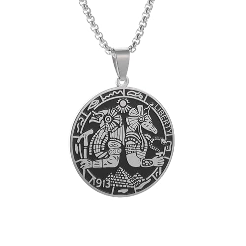 GZHENGZG Herren Halsketten und Damenschmuck Altägyptische Medaille Anhänger Halskette Patronus Anubis Horus Pharao Amulett für Männer und FrauenHalskette Geschenk von GZHENGZG
