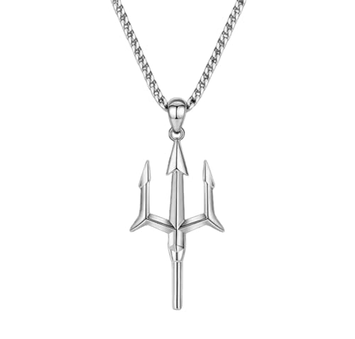 GZHENGZG Herren Halsketten und Damenschmuck Herren Retro Poseidon Dreizack Anhänger Harpune HalskettePunk Trend Casual Schmuck Geschenk von GZHENGZG