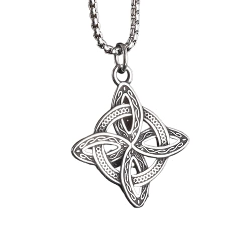 GZHENGZG Herren Halsketten und Damenschmuck Hexerei keltische Hexenknoten Anhänger Halskette für Männer und Frauen, Schutz Glück Amulett, Vintage Schmuck, irisches Geschenk von GZHENGZG