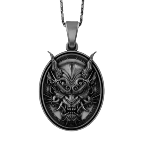 GZHENGZG Herren Halsketten und Damenschmuck Maske Anhänger Halskette für Männer Oni Punk Persönlichkeit Schmuck Geschenke Geschenk von GZHENGZG