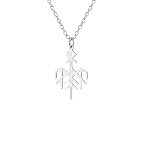 GZHENGZG Herren Halsketten und Damenschmuck Wardruna Symbol Halskette Elder Futhark Nordic Wikinger Runen Anhänger Schutz Amulett Schmuck Geschenk Geschenk von GZHENGZG