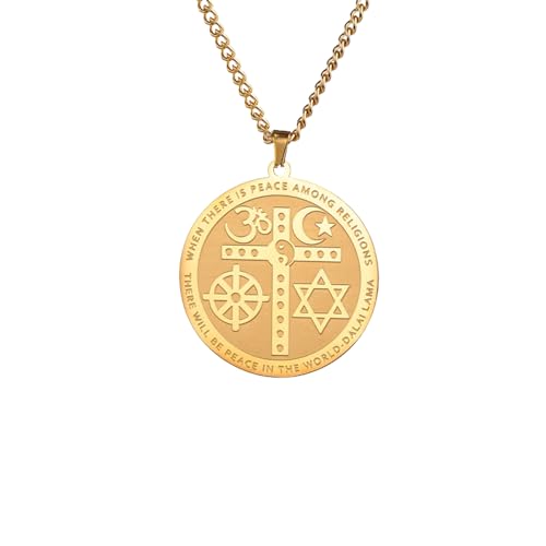 GZHENGZG Herrenhalsketten und Damenschmuck Dharma Rad des Lebens Halskette, Frieden und Einheit Anhänger, Symbole, OM Star, jüdisches Schmuckgeschenk GZHENGZG Herrenhalsketten und Damenschmuck Dharma Rad des Lebens Halskette, Frieden und Einheit Anhänger, Symbole, OM Star, jüdisches Schmuckgeschenk von GZHENGZG
