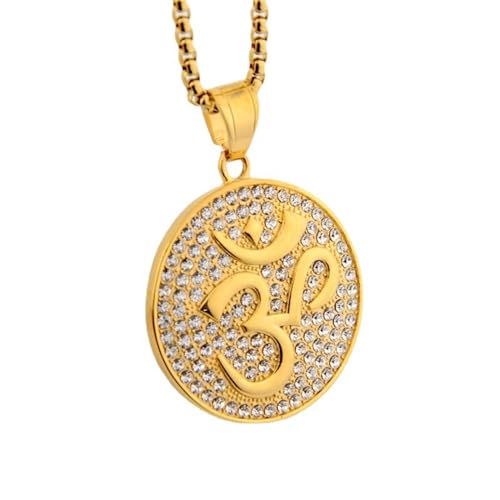 GZHENGZG Herrenhalsketten und Damenschmuck Eiscreme Yoga Anhänger Halskette für Männer Goldene Farbe AUM OM Runde Halsketten Schmuck Geschenk Hip Hop Geschenk GZHENGZG Herrenhalsketten und Damenschmuck Eiscreme Yoga Anhänger Halskette für Männer Goldene Farbe AUM OM Runde Halsketten Schmuck Geschenk Hip Hop Geschenk von GZHENGZG