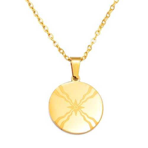 GZHENGZG Herrenhalsketten und Damenschmuck Runde Ashur Anhänger Halskette für Männer und Frauen, Schmuck, assyrischer Ymbol, Geschenk von GZHENGZG