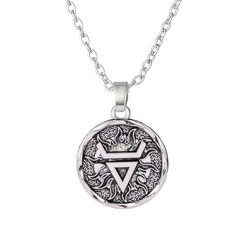 GZHENGZG Herrenhalsketten und Damenschmuck Vintage Silberfarbe Veles Symbol Anhänger Halskette für Mann Volos Weles Slawischer Reichtum Talisman Herrenschmuck Geschenk von GZHENGZG