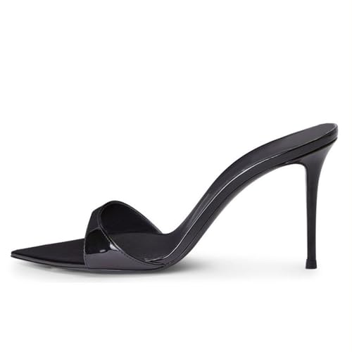 GZHMMAN High Heels Damen Spitzer Zehenbereich Offener Zehenbereich Stiletto Mules Sandalen Slingback Slip On Slipper Schuhe,Black,43 von GZHMMAN