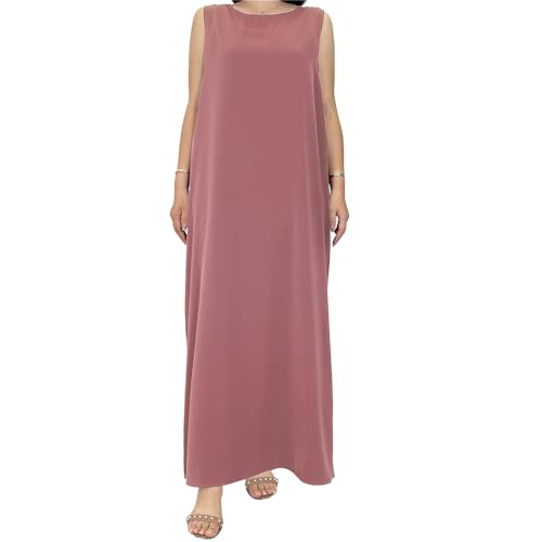 GZHOK Damen Sommer Ärmellos Strandkleid Muslimisches ärmelloses Kleid für Frauen von GZHOK