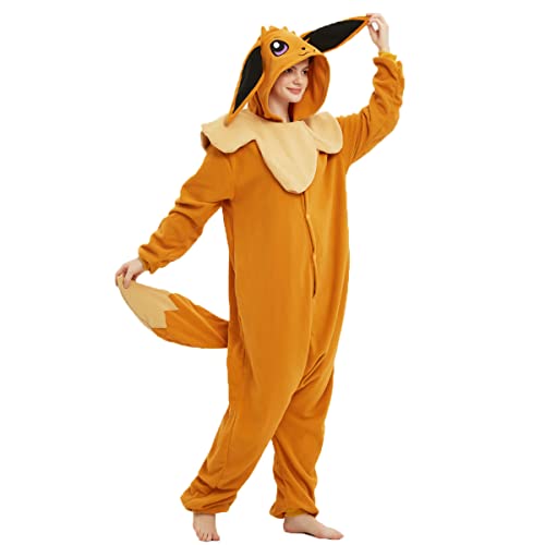 GZHOK Frauen Männer Plüsch Einteiler Cosplay Nachtwäsche Unisex Adult Kostüm Pyjamas Die Weihnachtszeit Schlafanzüge(S(4'9"-5'2"),Yellow) von GZHOK