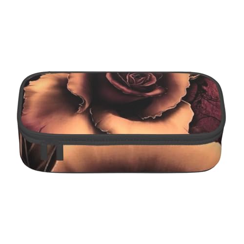 GZHYHAKAN Federmäppchen mit Gothic-Rosen-Druck, kratzfest, Mehrzweck-Aufbewahrungslösung für Schule, Arbeit und Reisen, Schwarz , Einheitsgröße, Schulranzen von GZHYHAKAN