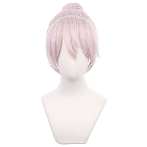 GZIRUE Hellrosa Kurze Perücke Haar mit Pferdeschwanz für Senju Kawaragi Cosplay Wig Anime Kostüm mit Perücke Kappe Wig Cap von GZIRUE