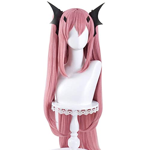 GZIRUE Krul Tepes Wig with Hair Accessories Cosplay Rosa Lange Gerade Perücke Haar mit Pferdeschwänze Haarschmuck Anime Kostüm (120 cm) von GZIRUE