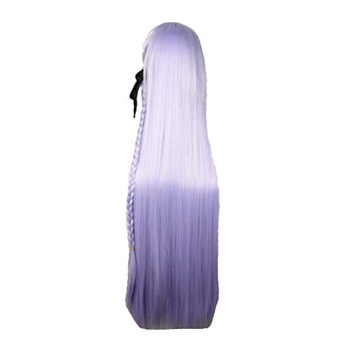 GZIRUE Kyoko Kirigiri Cosplay Perücke Hellviolettes Langes Glattes Haar Geflochtene Zöpfe mit Schwarzes Band für Anime Halloween Party Kostüm Wig von GZIRUE