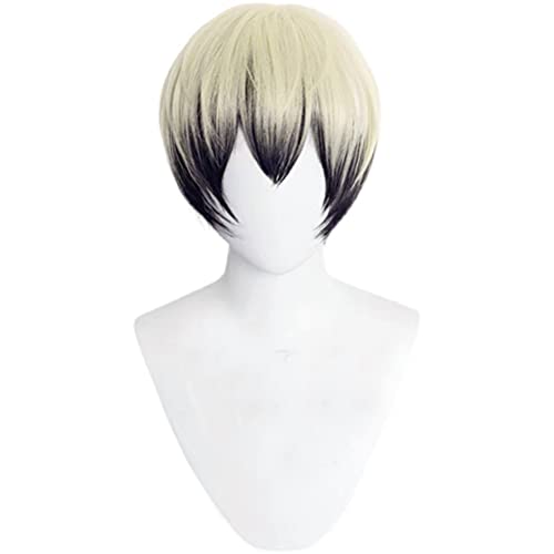 GZIRUE Naoya Zenin Cosplay Wig Kostüm Perücke Anime Jujutsu Gelb Schwarz Kurzes Haar with Wig Cap von GZIRUE