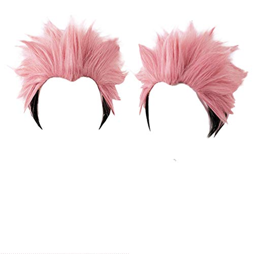 GZIRUE Rosa Schwarz Kurze Perücke Haar für Yuji Itadori Sukuna Ryomen Cosplay Halloween Party Anime Wig Kostüm von GZIRUE