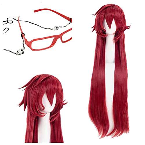 GZIRUE Rote Lange Perücke mit Brille für Grell Wig Cosplay Anime Kostüm with Wig Cap von GZIRUE