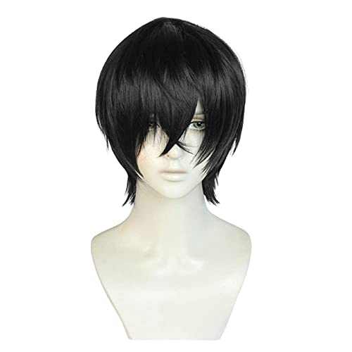 GZIRUE Schwarz Kurz Perücke für Hirofumi Yoshida Wig Cosplay Anime Kostüm Man Wig with Cap von GZIRUE