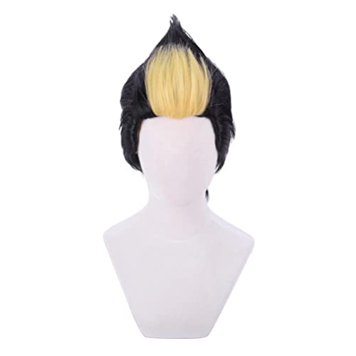 GZIRUE Schwarze Goldgelbe Kurze Perücke für Shuji Hanma Wig Cosplay Anime Kostüm mit Perückenkappe Wig Cap von GZIRUE