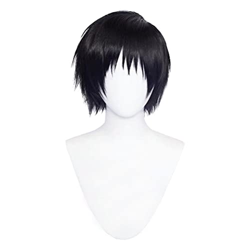 GZIRUE Schwarze Kurze Gerade Perücke Haar für Toji Fushiguro Cosplay Wig Halloween Party Anime Kostüm mit Perücke Kappe Wig Cap von GZIRUE