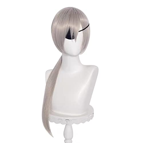 GZIRUE Silbergraue Lange Gerade Perücke Haar mit Augenklappe für Quanxi Cosplay Halloween Party Anime Kostüm Damen Man Woman Cosplay Wig von GZIRUE