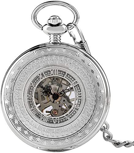 GZKDKZB Gentleman Silber/Bronze Hohl Mechanische Taschenuhr Männer Geburtstag Vintage Anhänger Kette Tasche Zeitmesser Männlich von GZKDKZB