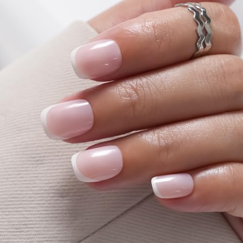 GZMAYUEN 24 Stück Press on Nails Quadratische Kurz, Französische Weiß Nails zum Aufkleben Fake Nail Künstliche Fingernägel Kurz für Frauen und Mädchen von GZMAYUEN