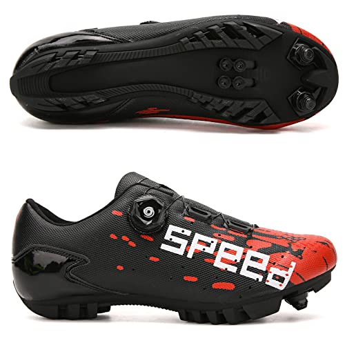 GZQIAWY Fahrradschuhe Herren Damen Outdoor Sport Geschwindigkeit MTB Erwachsene Mountainbike Turnschuhe Rennradschuh Flache Straßenklampe Roter und schwarzer Bergboden 45 GZQIAWY Fahrradschuhe Herren Damen Outdoor Sport Geschwindigkeit MTB Erwachsene Mountainbike Turnschuhe Rennradschuh Flache Straßenklampe Roter und schwarzer Bergboden 45 von GZQIAWY