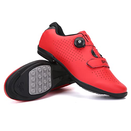 GZQIAWY Fahrradschuhe Herren Damen Outdoor Sport Geschwindigkeit MTB Erwachsene Mountainbike Turnschuhe Rennradschuh Flache Straßenklampe Sohle aus rotem Gummi 41 von GZQIAWY