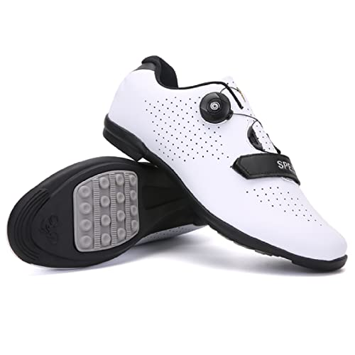 GZQIAWY Fahrradschuhe Herren Damen Outdoor Sport Geschwindigkeit MTB Erwachsene Mountainbike Turnschuhe Rennradschuh Flache Straßenklampe Weiße Gummisohle 44 von GZQIAWY