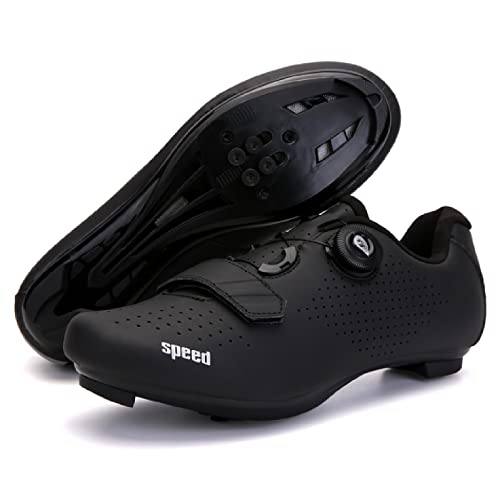 GZQIAWY Professionelle athletische Fahrradschuhe Cleat Herren Rennrad Speed ​​​​Turnschuhe Outdoor MTB Fahrradschuhe Turnschuhe Zapatillas De Ciclismo Anthrazit-Straßenboden 38 von GZQIAWY