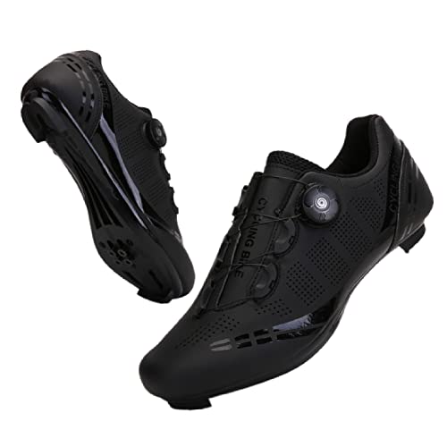 GZQIAWY Professionelle athletische Fahrradschuhe Cleat Herren Rennrad Speed ​​​​Turnschuhe Outdoor MTB Fahrradschuhe Turnschuhe Zapatillas De Ciclismo Schwarzer Straßenboden 44 von GZQIAWY