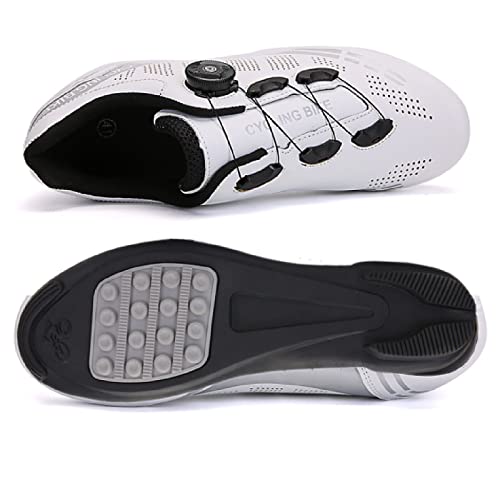 GZQIAWY Professionelle athletische Fahrradschuhe Cleat Herren Rennrad Speed ​​​​Turnschuhe Outdoor MTB Fahrradschuhe Turnschuhe Zapatillas De Ciclismo Weiße Gummisohle 39 von GZQIAWY