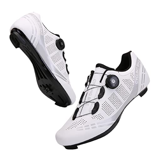 GZQIAWY Professionelle athletische Fahrradschuhe Cleat Herren Rennrad Speed ​​​​Turnschuhe Outdoor MTB Fahrradschuhe Turnschuhe Zapatillas De Ciclismo Weiße Straße unten 42 von GZQIAWY